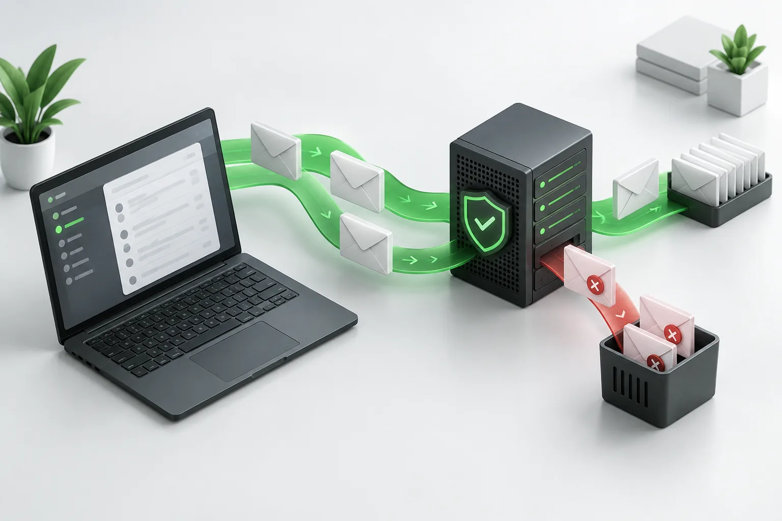 Conceptual illustration of managed email flow