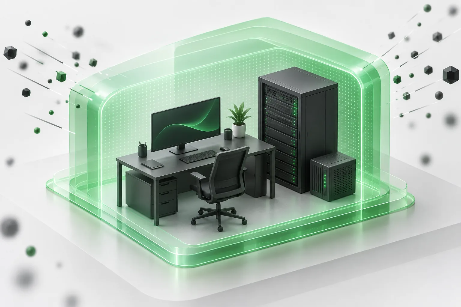 Illustration of protected business devices and security controls